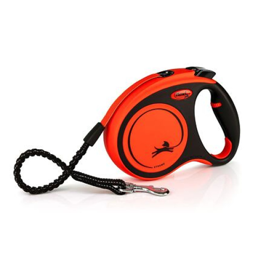 Flexi Xtreme M pásek 5 m, max. 35 kg, černá/oranžová