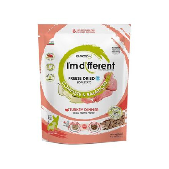 I´M DIFFERENT Turkey DINNER, mrazem sušené raw krmivo s krůtou,  156 g