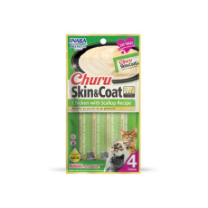 Pamlsok Inaba Churu Skin & Coat cat Kura s hrebenatkou 4 tuby 56 g