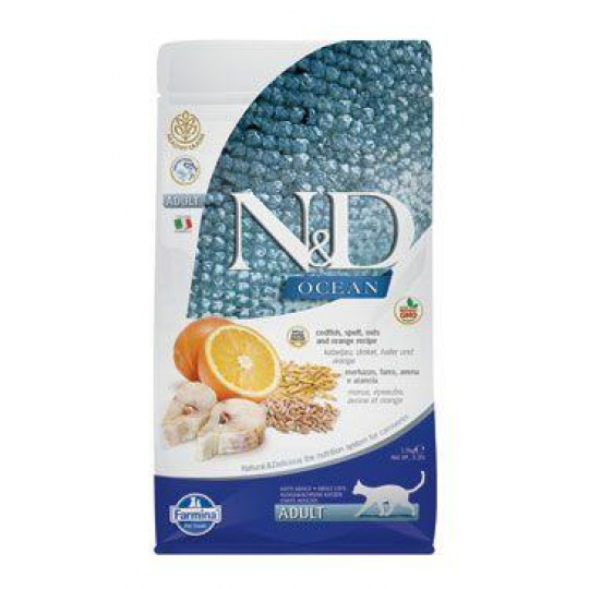 N&D OCEAN CAT LG Adult Codfish & Orange 1,5kg