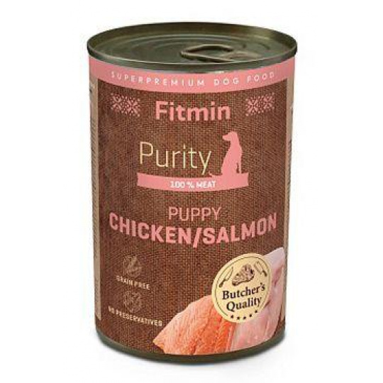 Fitmin dog Purity tin konz PUPPY salm&chicken 400g