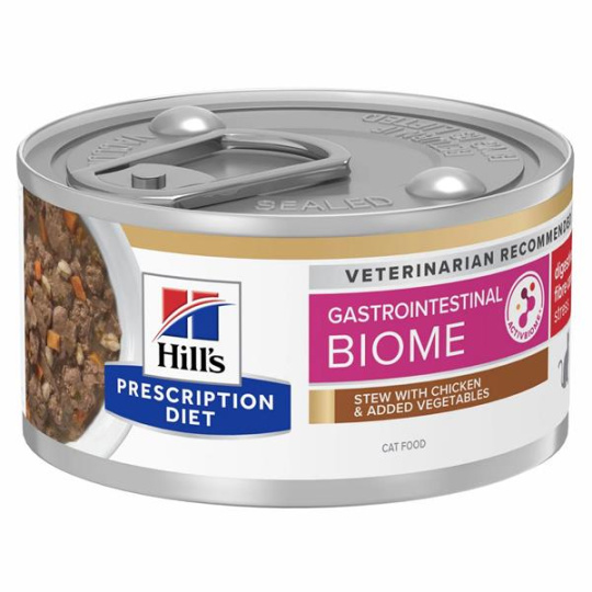 HILLS Diet Feline GI BIOME STRESS  s kuraťom a zeleninou Stew  konzerva 82 g