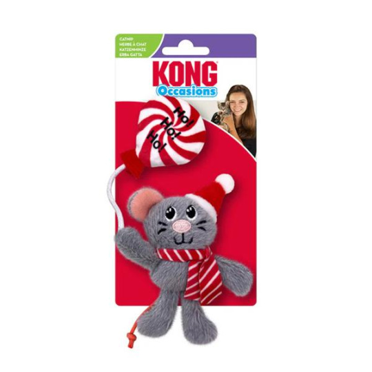 Hračka Kong Cat Holiday Occasions Mouse s catnitom, polyester, sivá