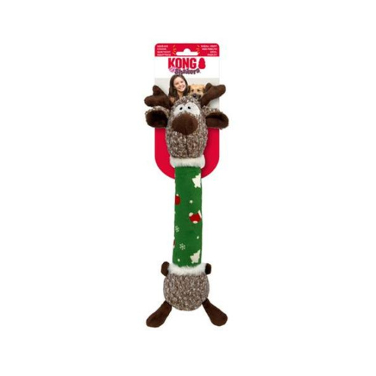 Hračka Kong Dog Holiday Shaker Luvs Reindeer s pískatkom, polyester, M